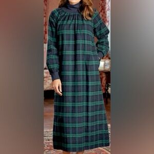 Cotton Flannel Mock-Neck Popover Nightgown